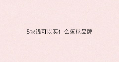 5块钱可以买什么篮球品牌(五块钱能买)