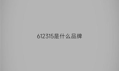 612315是什么品牌(611是什么牌子)