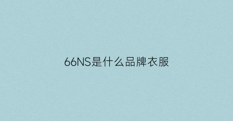 66NS是什么品牌衣服(66是什么牌子)