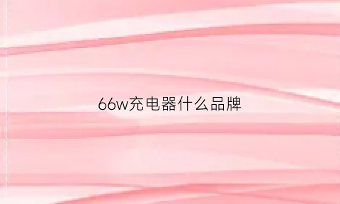 66w充电器什么品牌(66w充电器的功率)