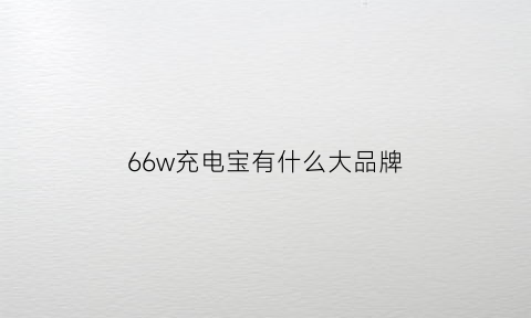 66w充电宝有什么大品牌(66w充电宝有什么大品牌的)