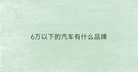 6万以下的汽车有什么品牌(6万以下的汽车有什么品牌车)