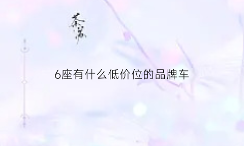 6座有什么低价位的品牌车(6座有什么低价位的品牌车吗)