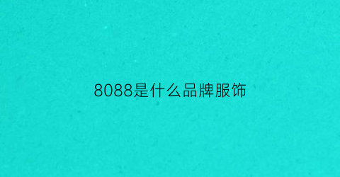 8088是什么品牌服饰(衣服808是什么意思)