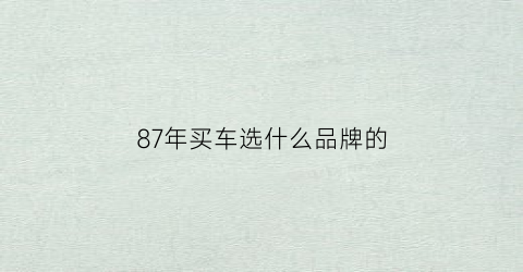 87年买车选什么品牌的(87年开什么颜色的车好)