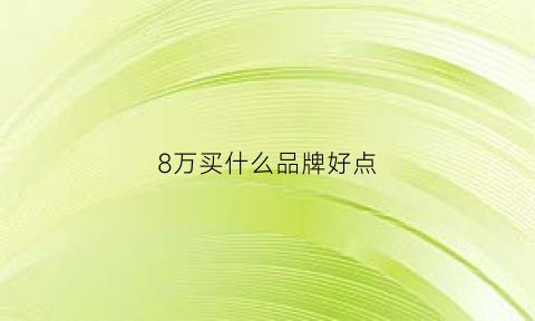 8万买什么品牌好点(8万能买什么)