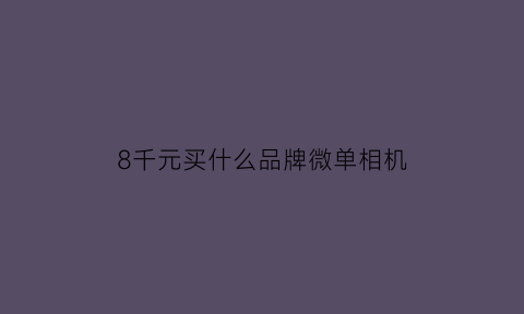 8千元买什么品牌微单相机(8千元买什么品牌微单相机好)