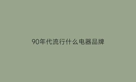 90年代流行什么电器品牌