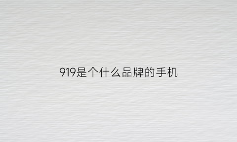 919是个什么品牌的手机(919是哪个国家的电话)