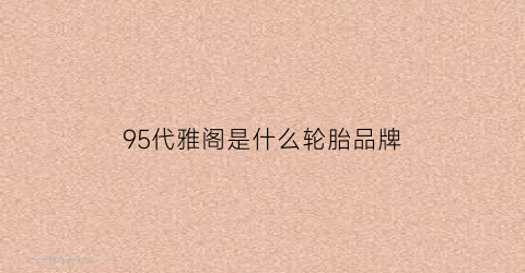 95代雅阁是什么轮胎品牌(雅阁95代轮胎品牌)