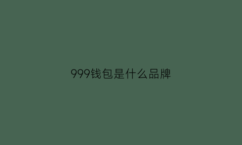 999钱包是什么品牌