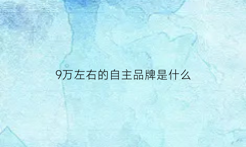 9万左右的自主品牌是什么(9万左右的自主品牌是什么牌子)