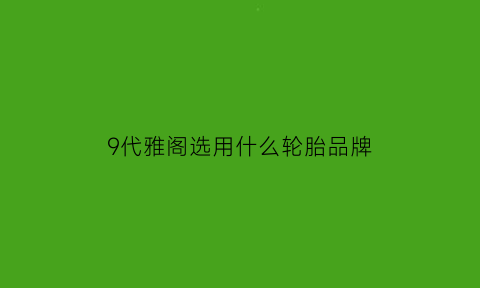 9代雅阁选用什么轮胎品牌