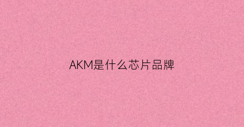 AKM是什么芯片品牌(ak芯片)