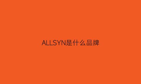 ALLSYN是什么品牌(allyone是什么品牌)