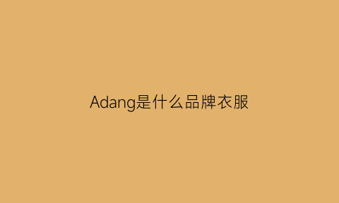 Adang是什么品牌衣服(ad是什么牌子衣服)