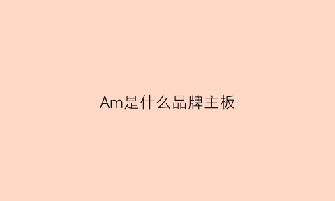 Am是什么品牌主板