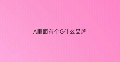 A里面有个G什么品牌(ag是什么)