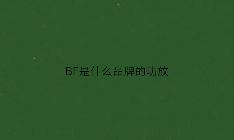 BF是什么品牌的功放