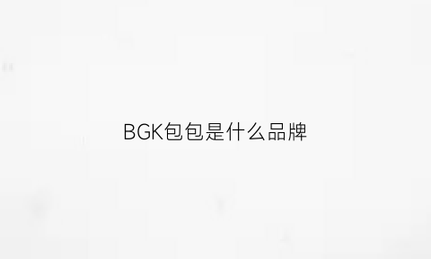 BGK包包是什么品牌(bk包包是什么牌子)