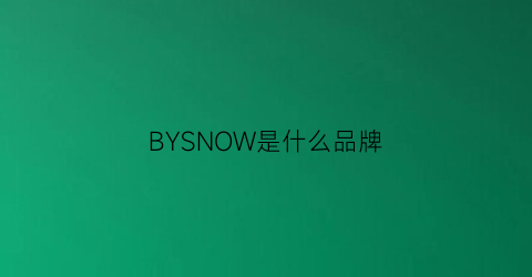 BYSNOW是什么品牌(bwin是什么牌子)