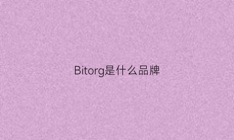 Bitorg是什么品牌