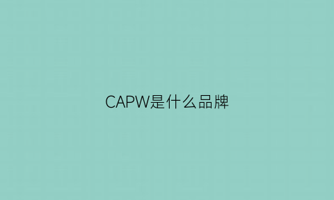 CAPW是什么品牌(capw是什么牌子)