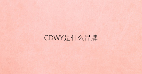 CDWY是什么品牌(cdlogo是什么牌子)