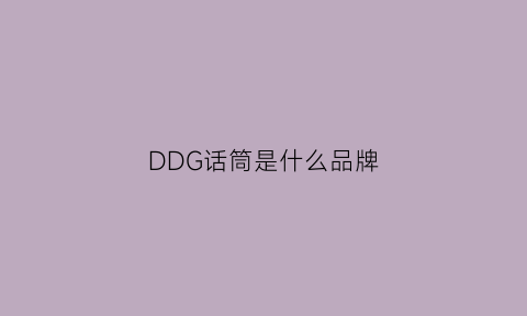 DDG话筒是什么品牌