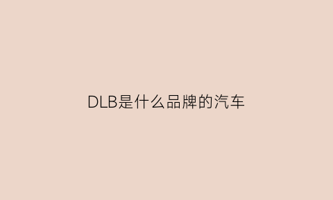 DLB是什么品牌的汽车(dlb是什么牌子)