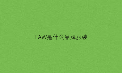 EAW是什么品牌服装(eajay是什么牌子的衣服)