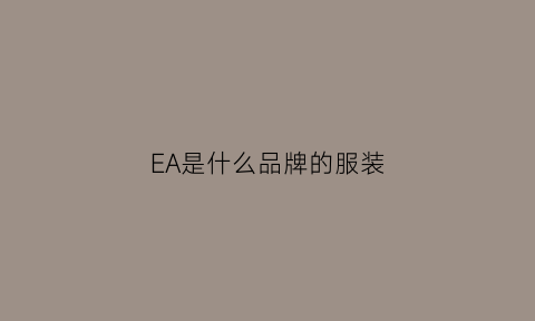 EA是什么品牌的服装