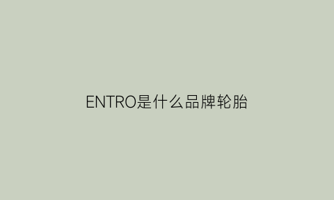 ENTRO是什么品牌轮胎