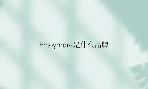 Enjoymore是什么品牌(enjoy是什么品牌衣服)