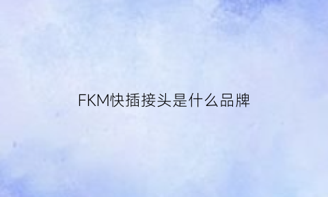 FKM快插接头是什么品牌(快插接头的型号)