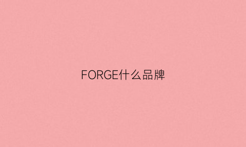 FORGE什么品牌(forhug是什么牌子)