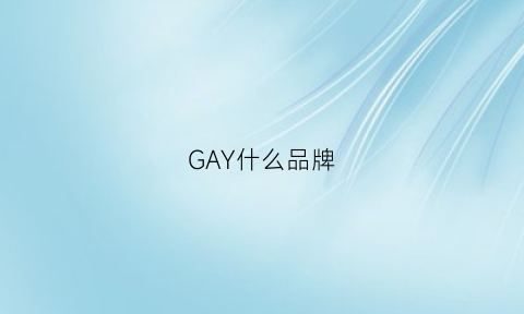 GAY什么品牌(同志品牌衣服)