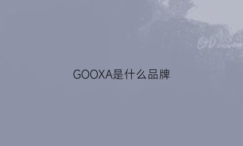 GOOXA是什么品牌(goo是什么牌子的衣服)