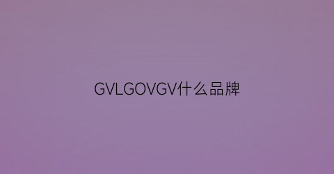 GVLGOVGV什么品牌(gvs是什么品牌)