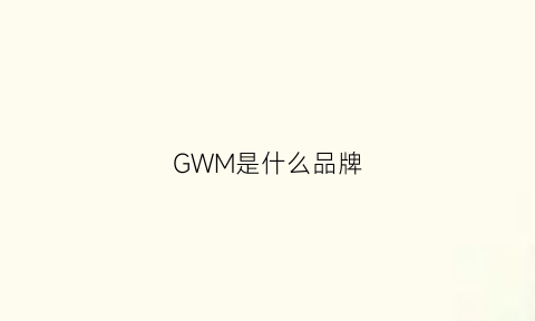 GWM是什么品牌(gw衣服是什么牌子)