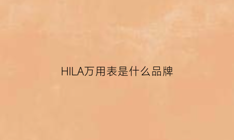 HILA万用表是什么品牌(万用表hlx)