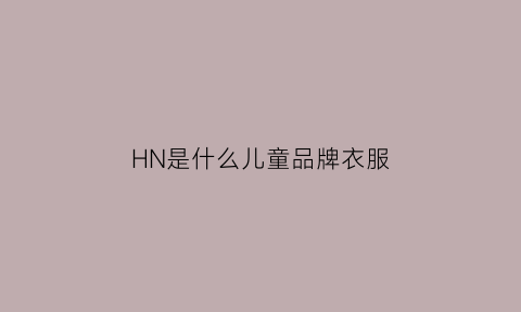 HN是什么儿童品牌衣服