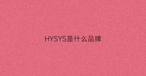 HYSYS是什么品牌(hys是什么品牌的衣服)
