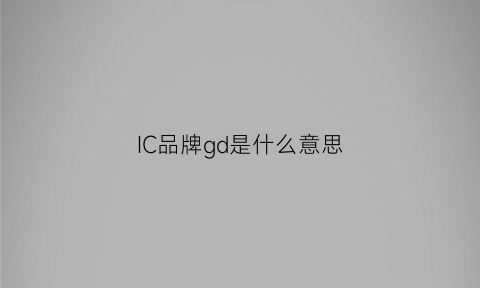 IC品牌gd是什么意思(ic牌子)