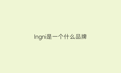 Ingni是一个什么品牌(in是哪个品牌)