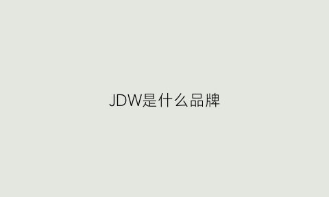 JDW是什么品牌(jw是牌子吗)