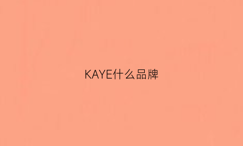 KAYE什么品牌(kayee是什么牌子)