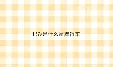 LSV是什么品牌得车(lsj是什么车)