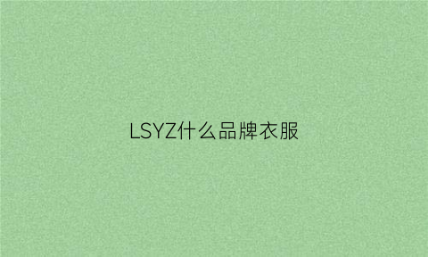 LSYZ什么品牌衣服