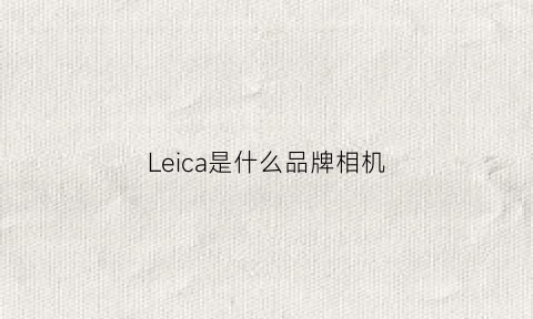Leica是什么品牌相机(此次leicaxberbrick是基于leica哪款相机设计的)